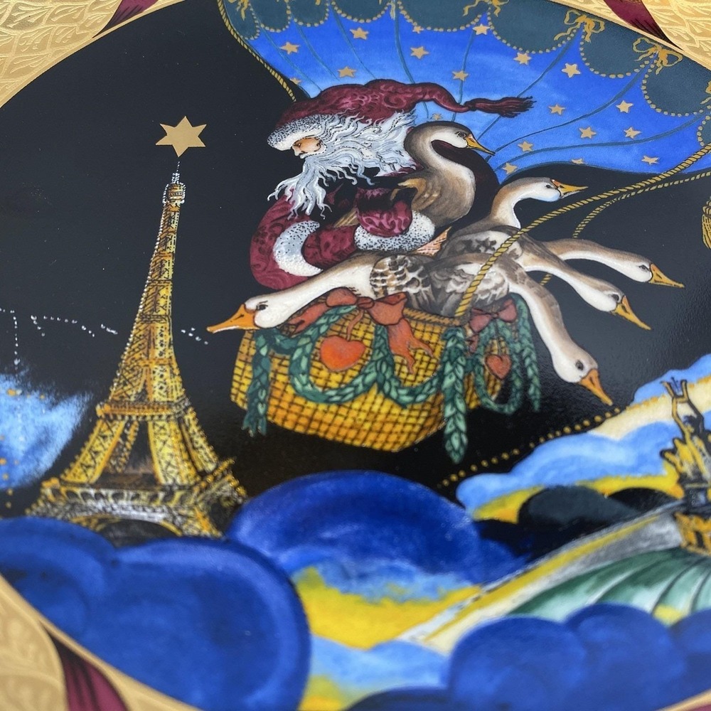 Bing Grondal Copenhagen Christmas Around the World Santa Europe Plate 1999 NEW - Picture 6 of 8
